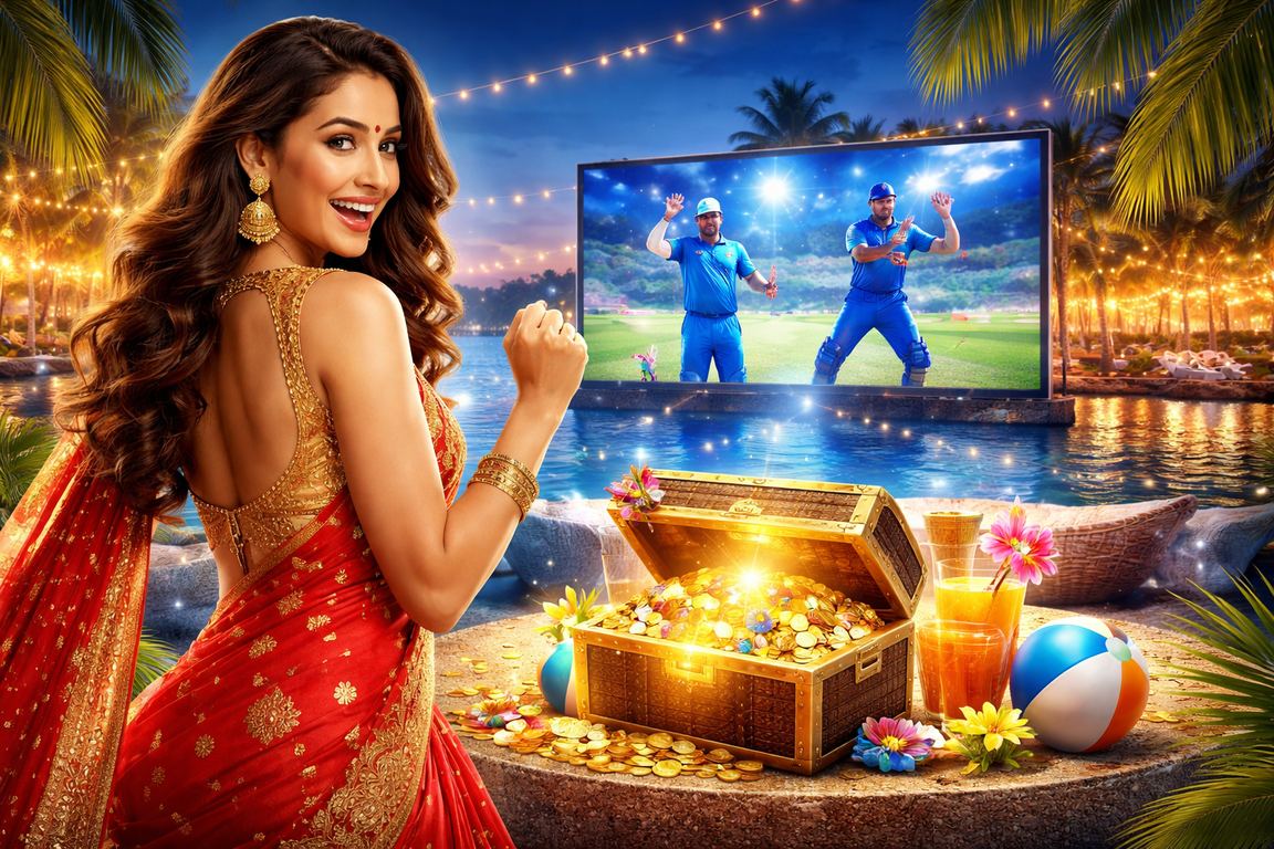 Female user placing cricket bets using mobile device