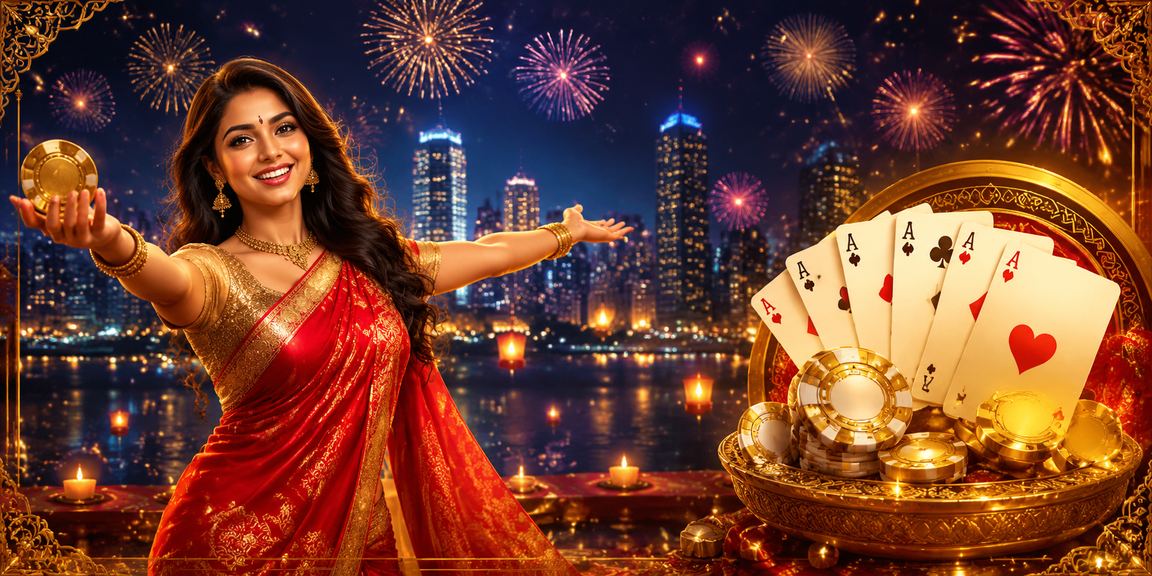 Indian city nightlife with casino and betting theme